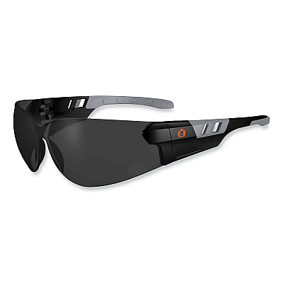 ergodyne Skullerz Saga Frameless Safety Glasses, Black Nylon Impact Frame, Anti-Fog Smoke Polycarbonate Lens (EGO59133)