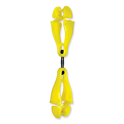 ergodyne Squids 3420 Dual Clip Swivel Glove Clip Holder, 1 x 0.6 x 5.5, Acetal Copolymer, Lime, 100/Pack (EGO19519BULK)
