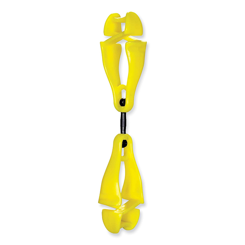 ergodyne Squids 3420 Dual Clip Swivel Glove Clip Holder, 1 x 0.6 x 5.5, Acetal Copolymer, Lime, 100/Pack (EGO19519BULK)