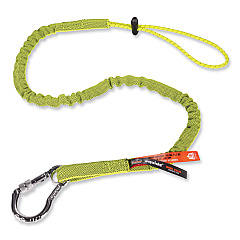 ergodyne Squids 3100 Lanyard with Aluminum Carabiner + Cinch-Loop, 10 lb Max Working Capacity, 35" to 45" Long, Lime (EGO19003)