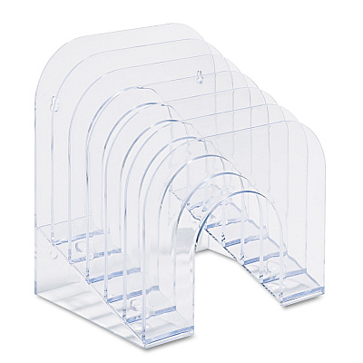 Rubbermaid Optimizers Multifunctional Six-Tier Jumbo Incline Sorter, 6 Sections, Letter Size Files, 9.38" x 10.5" x 7.38", Clear (RUB96600ROS)