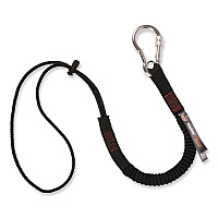 ergodyne Squids 3105 Tool Lanyard with Aluminum Carabiner + Cinch-Loop, 15 lb Max Working Capacity, 32" to 48" Long, Black (EGO19005)