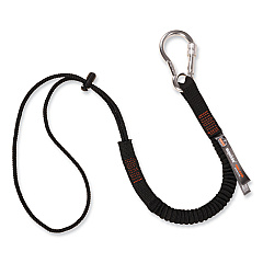 ergodyne Squids 3105 Tool Lanyard with Aluminum Carabiner + Cinch-Loop, 15 lb Max Working Capacity, 32" to 48" Long, Black (EGO19005)