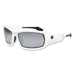 ergodyne Skullerz Odin Safety Glasses, White Nylon Impact Frame, Silver Mirror Polycarbonate Lens (EGO50242)