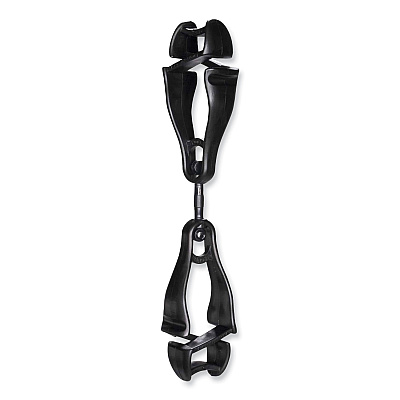 ergodyne Squids 3420 Dual Clip Swivel Glove Clip Holder, 1 x 0.6 x 5.5, Acetal Copolymer, Black (EGO19412)