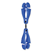 ergodyne Squids 3420 Dual Clip Swivel Glove Clip Holder, 1 x 0.6 x 5.5, Acetal Copolymer, Blue, 100/Pack (EGO19517BULK)