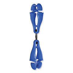 ergodyne Squids 3420 Dual Clip Swivel Glove Clip Holder, 1 x 0.6 x 5.5, Acetal Copolymer, Blue, 100/Pack (EGO19517BULK)