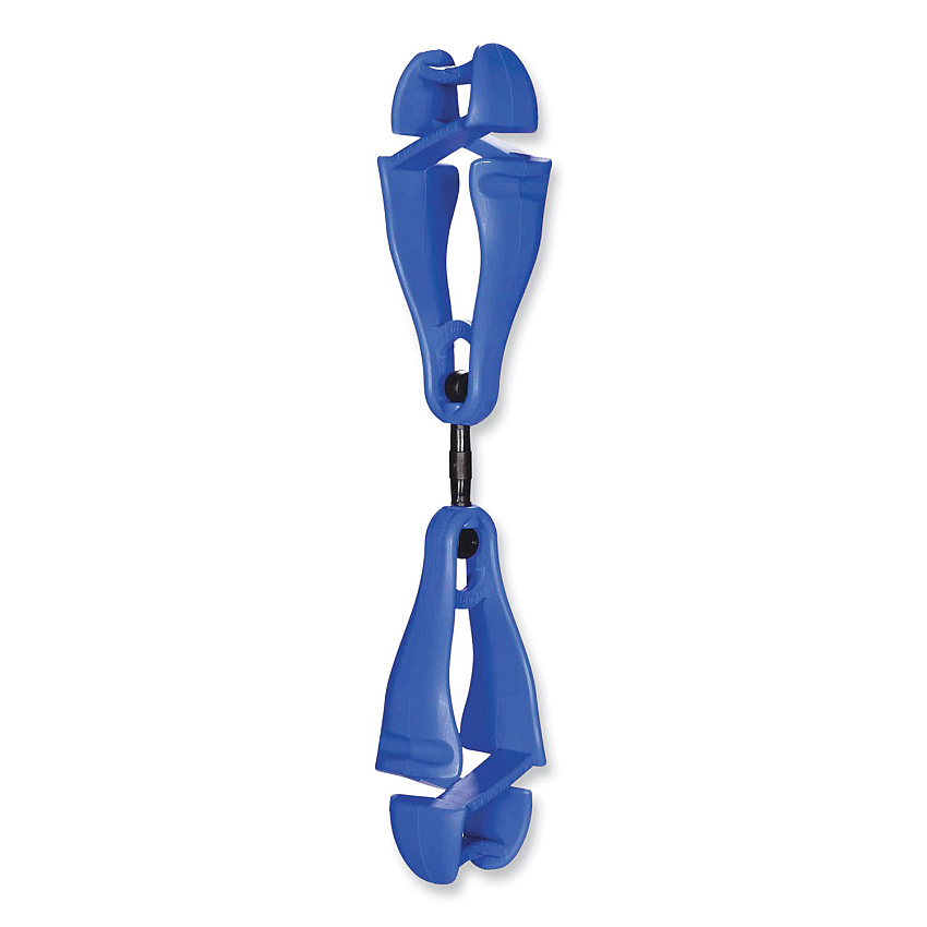 ergodyne Squids 3420 Dual Clip Swivel Glove Clip Holder, 1 x 0.6 x 5.5, Acetal Copolymer, Blue, 100/Pack (EGO19517BULK)