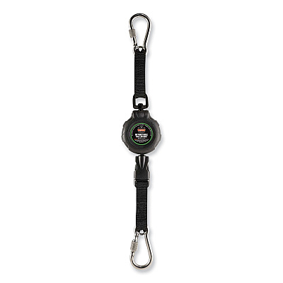 ergodyne Squids 3000 Retractable Tool Lanyard with Carabiner Anchor, 1 lb Working Capacity, 48" Long, Black (EGO19300)