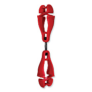 ergodyne Squids 3420 Dual Clip Swivel Glove Clip Holder, 1 x 0.6 x 5.5, Acetal Copolymer, Red,100/Pack (EGO19513BULK)