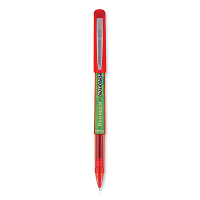 Pilot Precise V5 BeGreen Roller Ball Pen, Stick, Extra-Fine 0.5 mm, Red Ink, Red Barrel, Dozen (PIL26302)