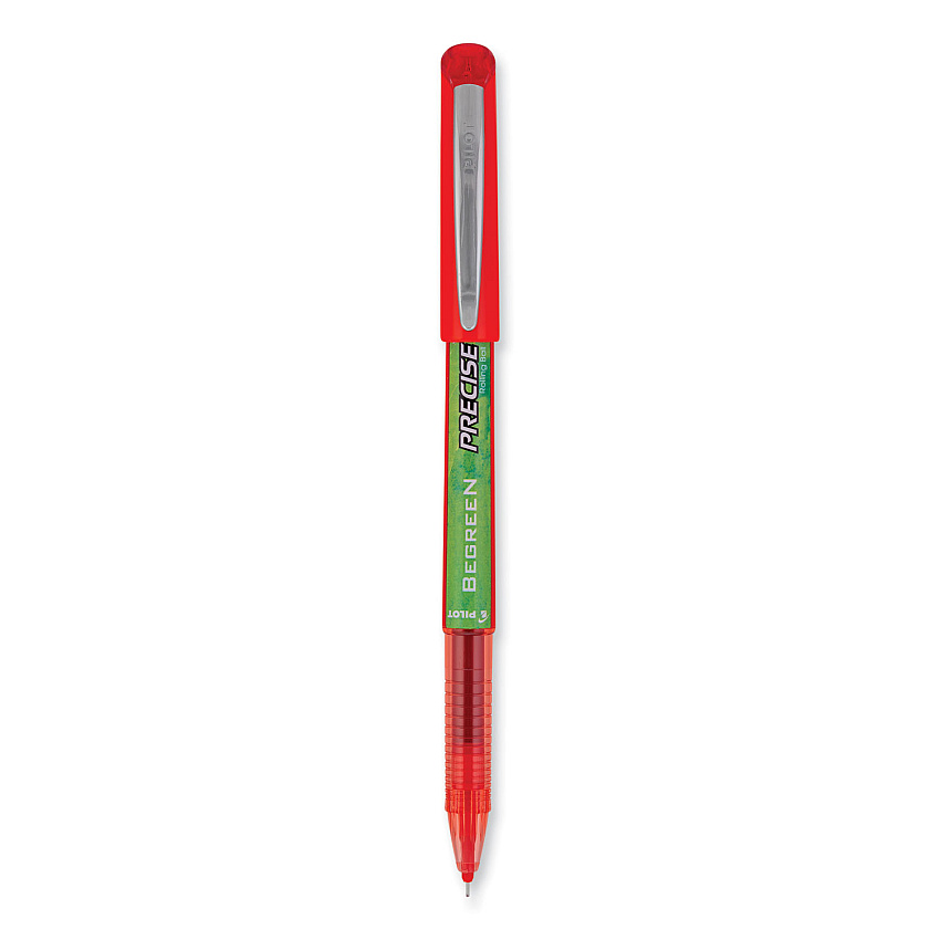 Pilot Precise V5 BeGreen Roller Ball Pen, Stick, Extra-Fine 0.5 mm, Red Ink, Red Barrel, Dozen (PIL26302)