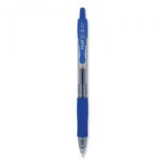 Pilot G2 Premium Gel Pen, Retractable, Fine 0.7 mm, Blue Ink, Smoke Barrel, 2/Pack (31032)