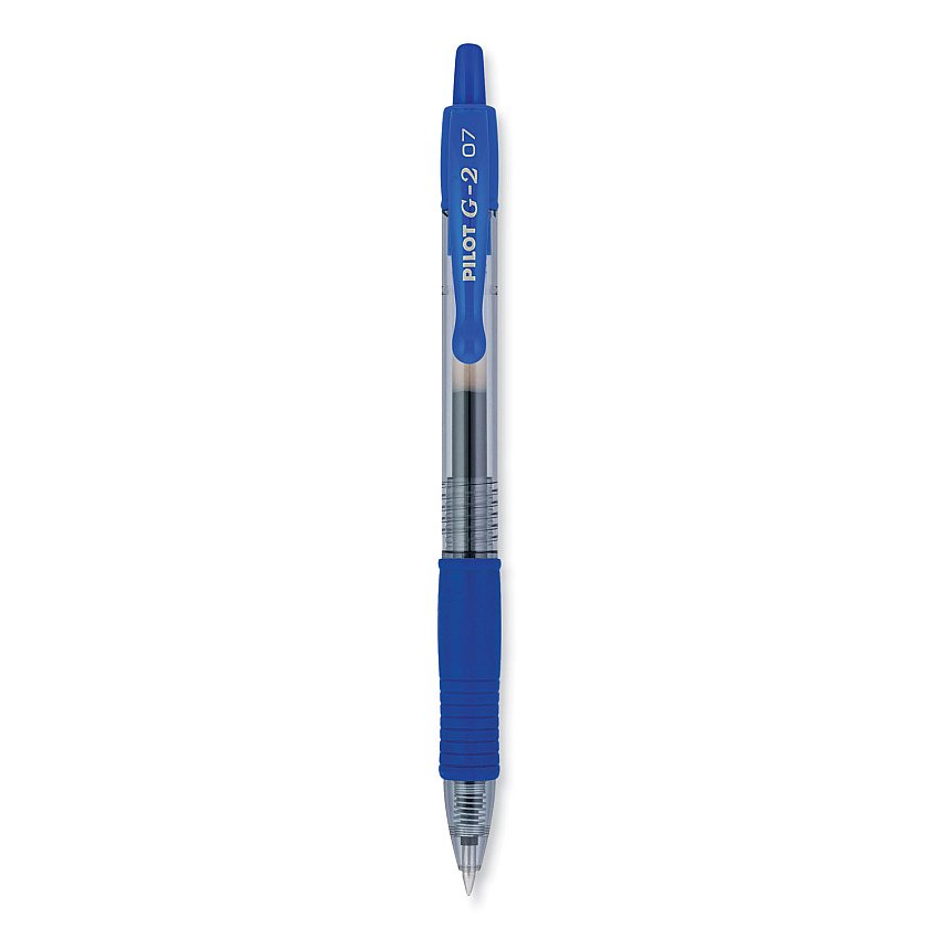 Pilot G2 Premium Gel Pen, Retractable, Fine 0.7 mm, Blue Ink, Smoke/Blue Barrel, 2/Pack (PIL31032)