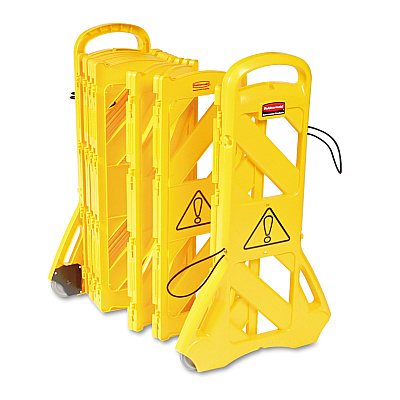 Rubbermaid Commercial Portable Mobile Safety Barrier, Plastic, 13 ft x 40", Yellow (RCP9S1100YEL)