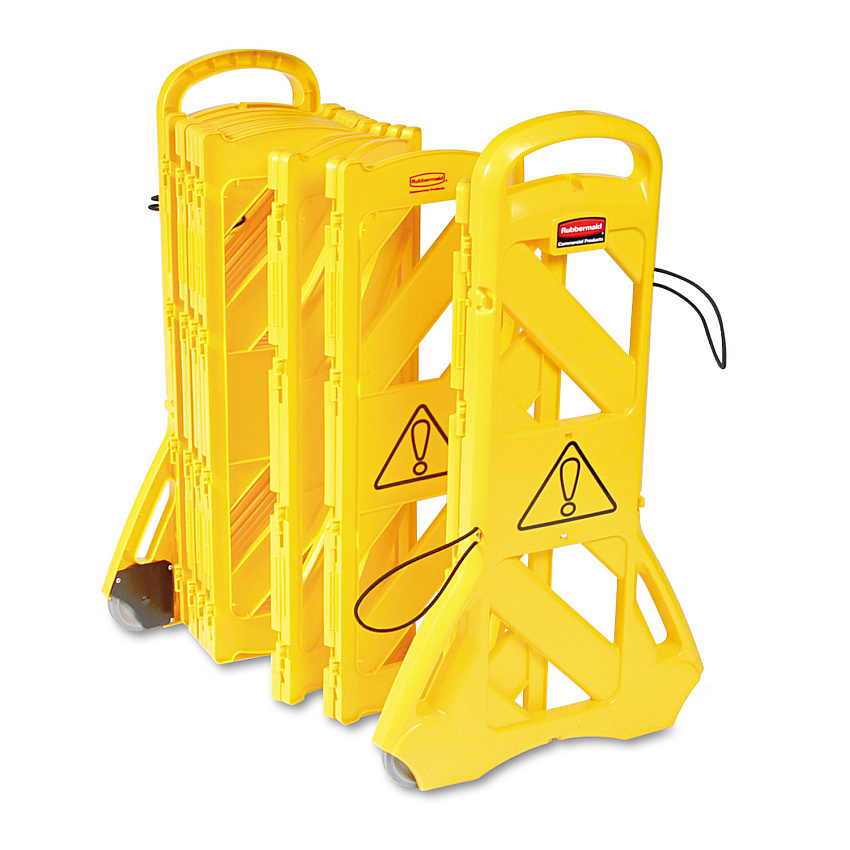 Rubbermaid Commercial Portable Mobile Safety Barrier, Plastic, 13 ft x 40", Yellow (RCP9S1100YEL)