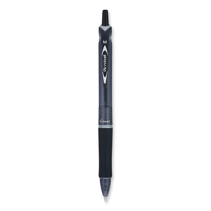 Pilot Acroball Colors Advanced Ink Hybrid Gel Pen, Retractable, Medium 1 mm, Black Ink, Smoke/Black Barrel (PIL31821)