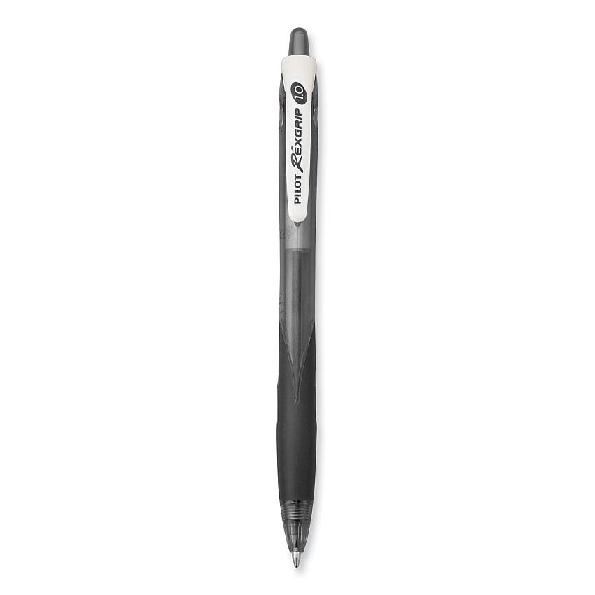 Pilot RexGrip BeGreen Ballpoint Pen, Retractable, Medium 1 mm, Black Ink, Smoke/Black Barrel, Dozen (PIL32370)