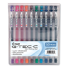 Pilot G-TEC-C Ultra Gel Pen with Convenience Pouch, Stick, Extra-Fine 0.4 mm, Assorted Ink and Barrel Colors, 10/Pack (PIL35484)