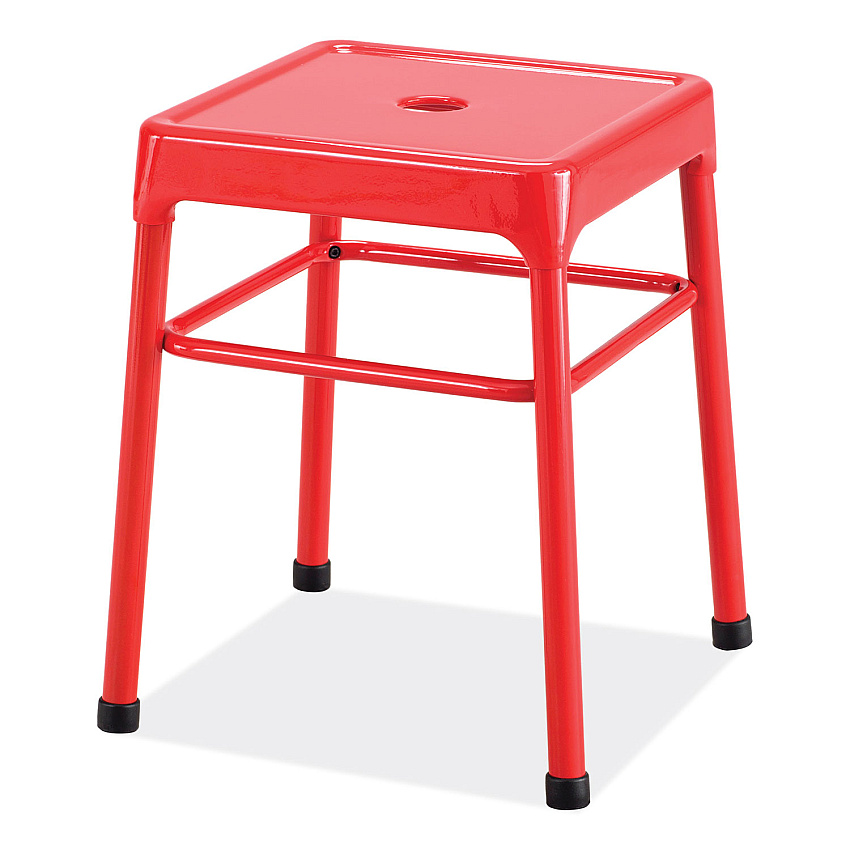 Safco Steel GuestBistro Stool, Backless, Supports Up to 250 lb, 18" Seat Height, Red Seat, Red Base (SAF6604RD)