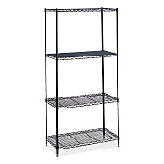 Safco Industrial Wire Shelving, Four-Shelf, 36w x 24d x 72h, Black (SAF5288BL)