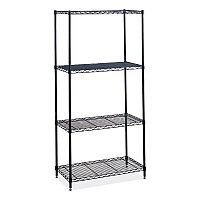 Safco Industrial Wire Shelving, Four-Shelf, 36w x 24d x 72h, Black (SAF5288BL)