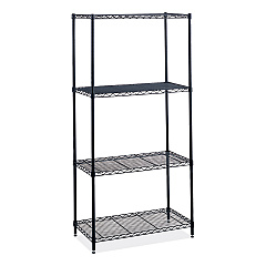 Safco Industrial Wire Shelving, Four-Shelf, 36w x 24d x 72h, Black (SAF5288BL)
