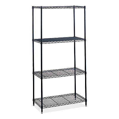 Safco Industrial Wire Shelving, Four-Shelf, 36w x 24d x 72h, Black (SAF5288BL)