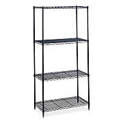 Safco Industrial Wire Shelving, Four-Shelf, 36w x 18d x 72h, Black (SAF5285BL)