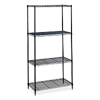 Safco Industrial Wire Shelving, Four-Shelf, 36w x 18d x 72h, Black (SAF5285BL)
