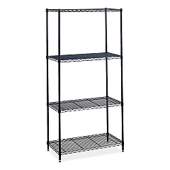 Safco Industrial Wire Shelving, Four-Shelf, 36w x 18d x 72h, Black (SAF5285BL)