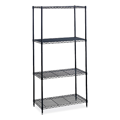 Safco Industrial Wire Shelving, Four-Shelf, 36w x 18d x 72h, Black (SAF5285BL)