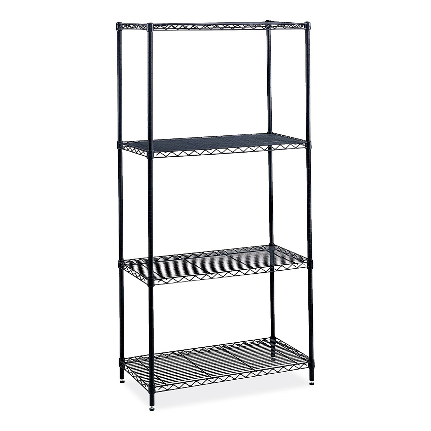 Safco Industrial Wire Shelving, Four-Shelf, 36w x 18d x 72h, Black (SAF5285BL)