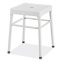 Safco Steel GuestBistro Stool, Backless, Supports Up to 250 lb, 18" Seat Height, White Seat, White Base (SAF6604WH)