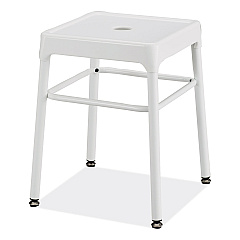 Safco Steel GuestBistro Stool, Backless, Supports Up to 250 lb, 18" Seat Height, White Seat, White Base (SAF6604WH)