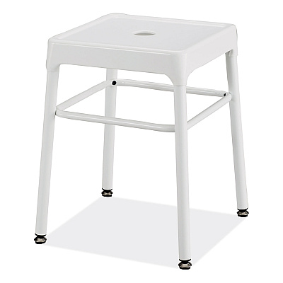 Safco Steel GuestBistro Stool, Backless, Supports Up to 250 lb, 18" Seat Height, White Seat, White Base (SAF6604WH)