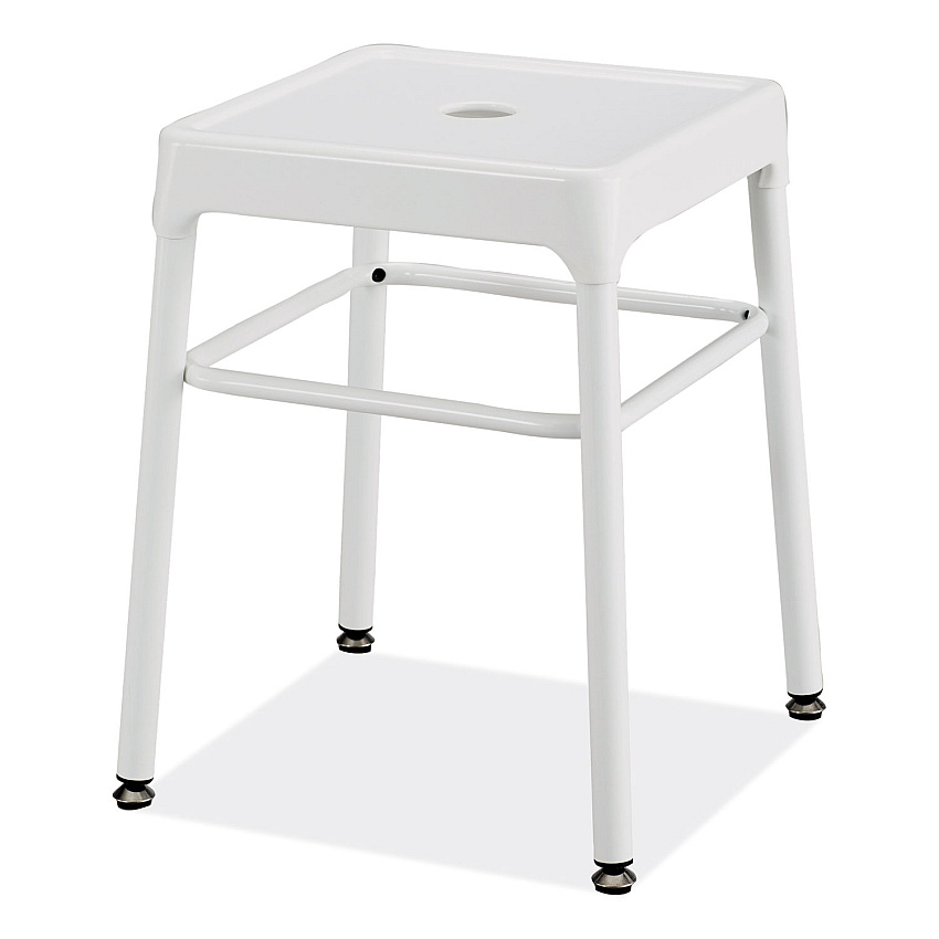 Safco Steel GuestBistro Stool, Backless, Supports Up to 250 lb, 18" Seat Height, White Seat, White Base (SAF6604WH)