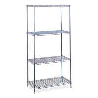 Safco Industrial Wire Shelving, Four-Shelf, 36w x 24d x 72h, Metallic Gray (SAF5288GR)