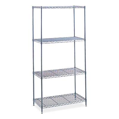 Safco Industrial Wire Shelving, Four-Shelf, 36w x 24d x 72h, Metallic Gray (SAF5288GR)