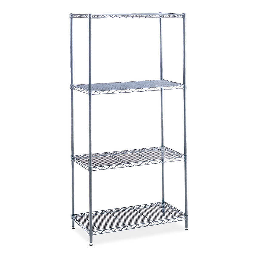 Safco Industrial Wire Shelving, Four-Shelf, 36w x 24d x 72h, Metallic Gray (SAF5288GR)