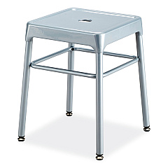 Safco Steel GuestBistro Stool, Backless, Supports Up to 250 lb, 18" Seat Height, Silver Seat, Silver Base (SAF6604SL)