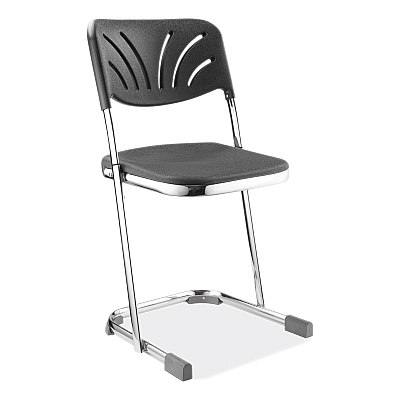 NPS 6600 Series Elephant Z-Stool With Backrest, Supports Up to 500 lb, 18" Seat Height, Black Seat, Black Back, Chrome Frame (NPS6618B)