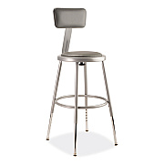 NPS 6400 Series Height Adjustable Heavy Duty Padded Stool with Backrest, Supports Up to 300 lb, 19" to 27" Seat Height, Gray (NPS6418HB)