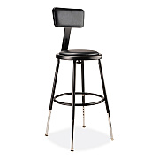 NPS 6400 Series Height Adjustable Heavy Duty Vinyl Steel Stool with Backrest, Supports 300 lb, 19" to 27" Seat Height, Black (NPS6418HB10)