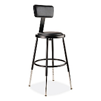 NPS 6400 Series Height Adjustable Heavy Duty Vinyl Steel Stool with Backrest, Supports 300 lb, 19" to 27" Seat Height, Black (NPS6418HB10)