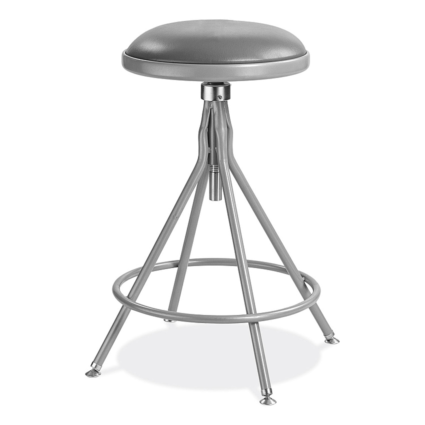 NPS 6500 Series Height Adjustable Heavy Duty Padded Swivel Stool, Supports Up to 500 lb, 24" to 30" Seat Height, Gray (NPS6524H)