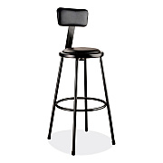 NPS 6400 Series Heavy Duty Vinyl Padded Stool with Backrest, Supports 300 lb, 30" Seat Height, Black Seat/Back/Base (NPS6430B10)