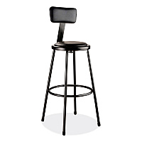 NPS 6400 Series Heavy Duty Vinyl Padded Stool with Backrest, Supports 300 lb, 30" Seat Height, Black Seat/Back/Base (NPS6430B10)