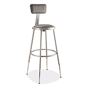 NPS 6400 Series Height Adjustable Heavy Duty Padded Stool with Backrest, Supports Up to 300 lb, 25" to 33" Seat Height, Gray (NPS6424HB)