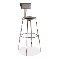 NPS 6400 Series Height Adjustable Heavy Duty Padded Stool with Backrest, Supports Up to 300 lb, 25" to 33" Seat Height, Gray (NPS6424HB)